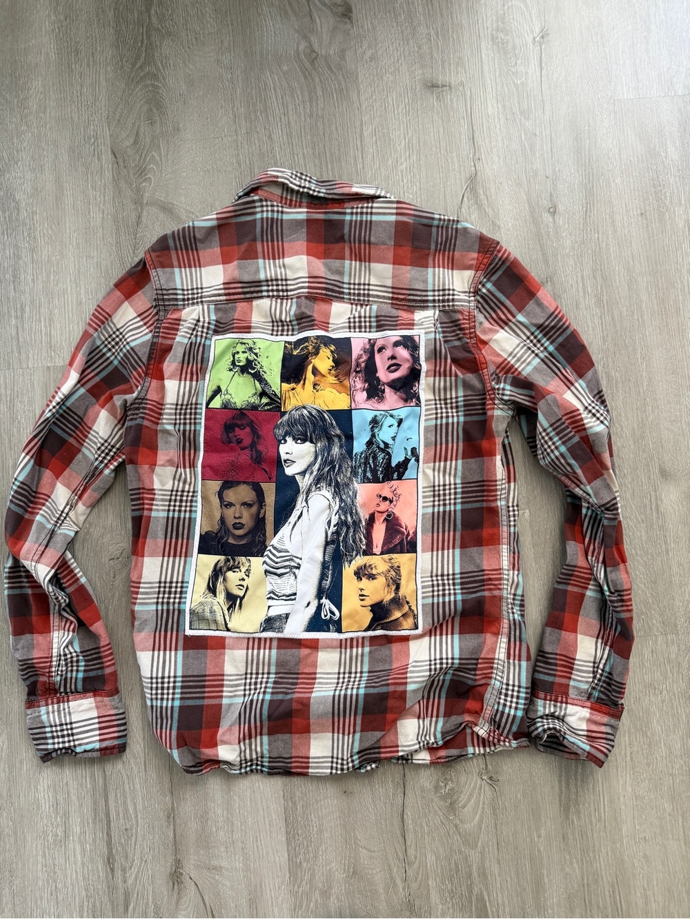 Mossimo Supply Co. Red Plaid Button-Down Shirt with Taylor Swift graphic small - Picture 2 of 7